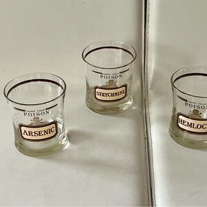 1960s Cera Vintage 14oz “Name Your Poison “ Rocks Drinking Glasses Of 3